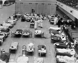 Oakland Municipal Auditorium in Oakland, Calif., was used as a temporary hospital in 1918. Click image to expand.