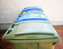 Garbage cans.