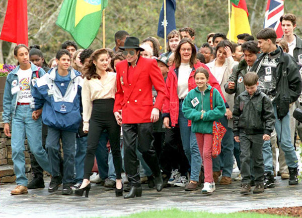 Michael Jackson holding hands with his then-wife, Lisa Marie Presley.