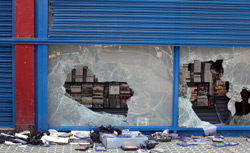 A general view of a computer games store in Brixton after looting on August 8, 2011 in London, England. Click image to expand.