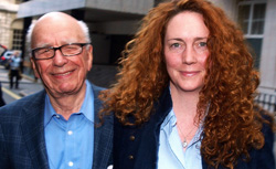 Rebekah Brooks (R), and Rupert Murdoch. Click image to expand.