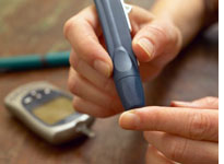 Checking blood sugar.