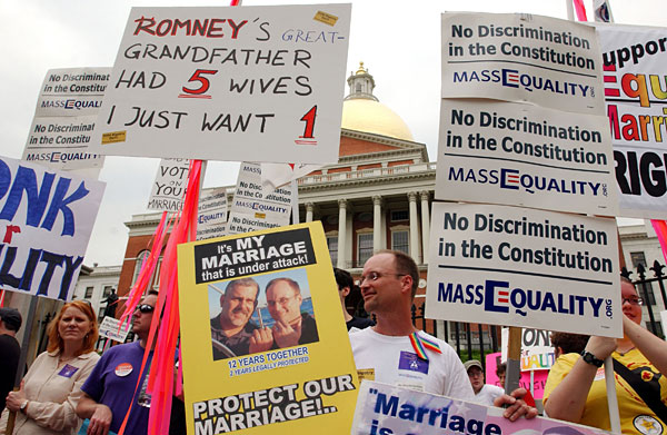 Pro-gay-marriage protesters.