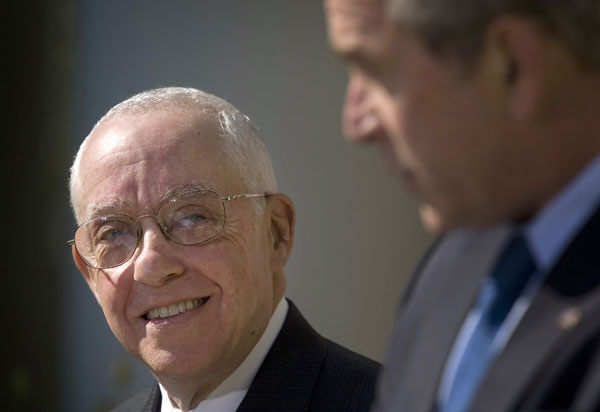 Michael Mukasey with President Bush.