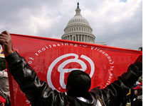A rally in front of the U.S. Capitol, organized by ACORN.