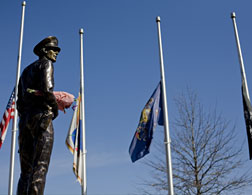 Flags at half-staff in memory of slain Pittsburgh police officers. Click image to expand.