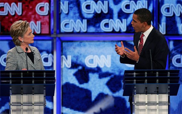 Sens. Hillary Clinton and Barack Obama.
