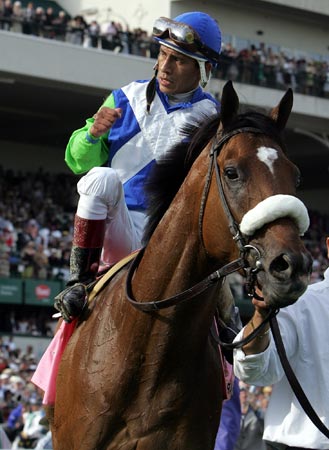 Jockey Edgar Prado and Barbaro.