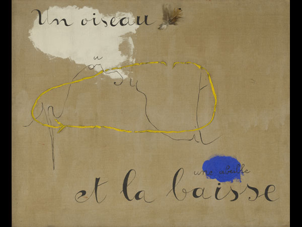 “Un Oiseau poursuit une abeille et la baisse,” 1927, private collection. © 2008 Successió Miró/Artists Rights Society, N.Y./ADAGP, Paris.