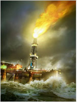 Getty's image of an oil rig in romanticized turmoil. Click image to expand
