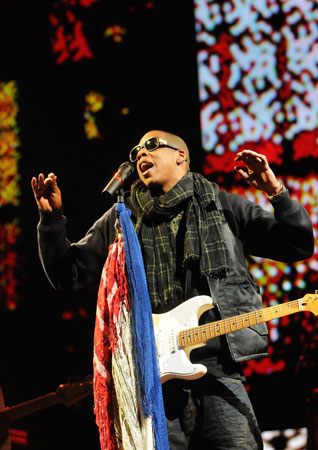 Jay-Z at the Glastonbury Festival in England.