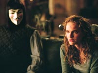 Hugo Weaving as V and Natalie Portman as Evey in V for Vendetta 
Click image to expand.