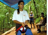 Esteban Erichsen demonstrates the canopy harness