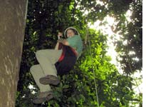 Up she goes: Natalie leaves the ground, bound for the skies