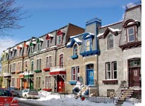 The colors of the rainbow brighten the neighborhood