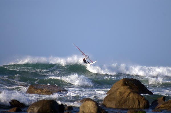A wave sailor off of Taranaki.