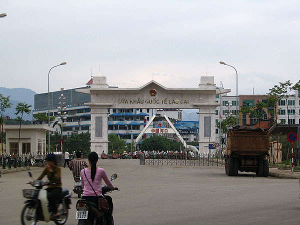 The border crossing at Hekou, viewed from the Vietnamese side.