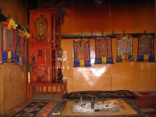 The hearth or "grandmother's" room in a Lugu home.