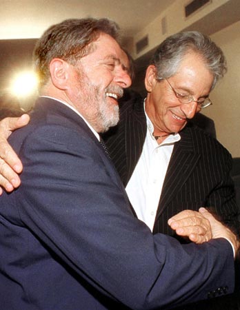 Fernando Gabeira (r) and Lula.