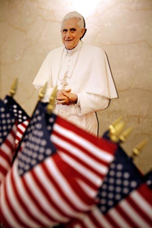 A Washington gift shop prepares for Pope Benedict XVI's visit.