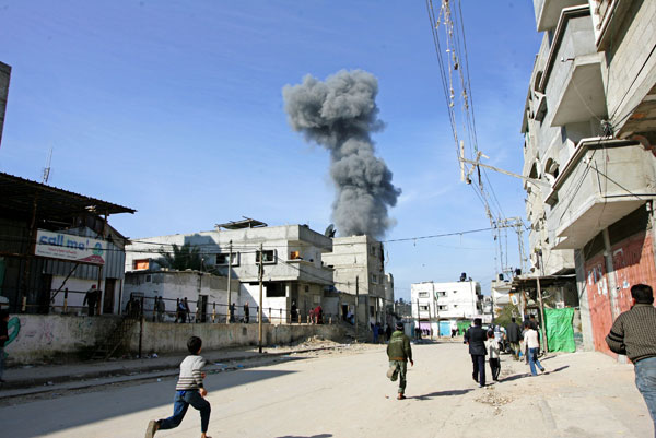An Israeli airstrike on southern Gaza.