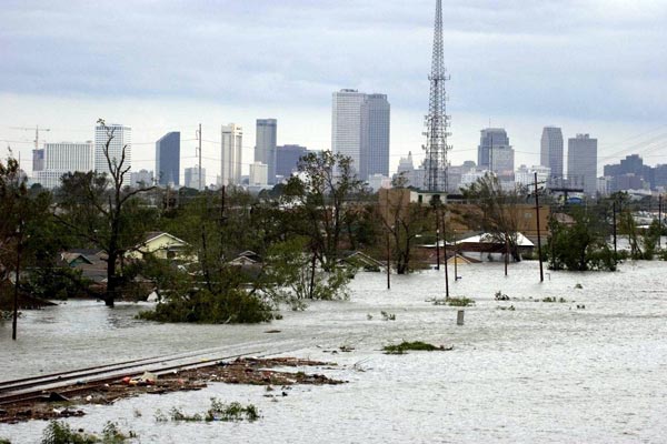 New Orleans' Ninth Ward, under water in August.