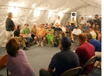 Town meeting at Waveland
Click image to expand.