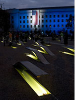 The Pentagon Memorial at night. Click image to expand.