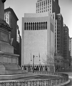 2 Columbus Circle, as designed by Edward Durell Stone and as completed in 1964. Click image to expand.