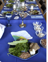 Passover seder table