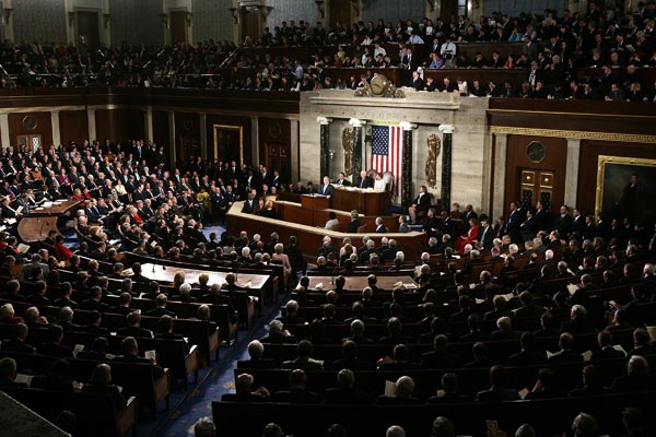 President Bush delivers the State of the Union address.