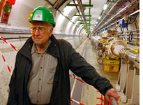 Peter Higgs inside the Large Hadron Collider in Geneva. Click image to expand.