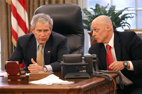 President Bush with Secretary of the Treasury Henry Paulson.