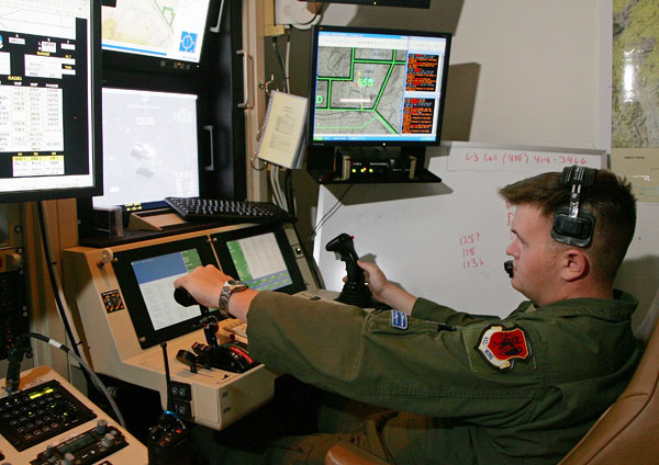 A sensor control station for an unmanned aerial vehicle.