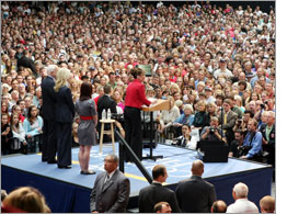 Sarah Palin speaks to a crowd at a rally in Ohio. Click image to expand.
