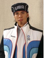 Apolo Anton Ohno models the Torino beret. Click image to expand.