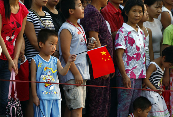 Chinese fans at the Beijing Olympics.