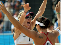 U.S. beach volleyball players Kerri Walsh (left) and Misty May-Treanor. Click image to expand.