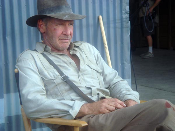 Harrison Ford returns to the role of Indiana Jones as production on the fourth film begins.