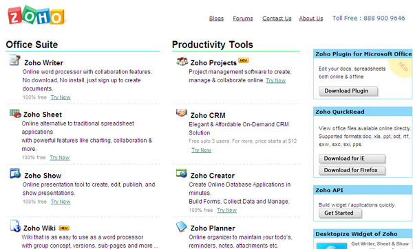 Zoho applications suite.