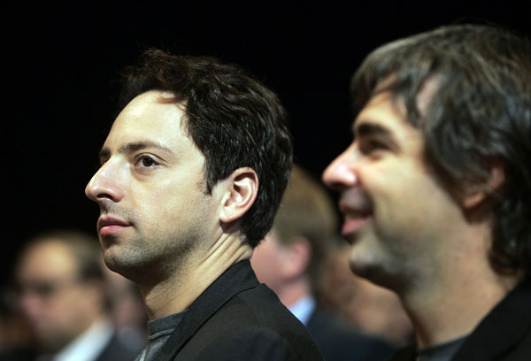 Google co-founders Sergey Brin, left, and Larry Page
