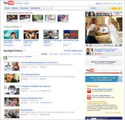 YouTube home page.
