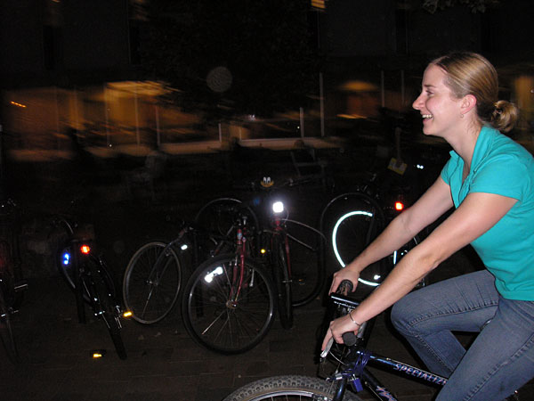 On my bike, in front of the library.