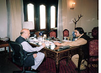 Interviewing Afghani President Hamid Karzai. Click image to expand.