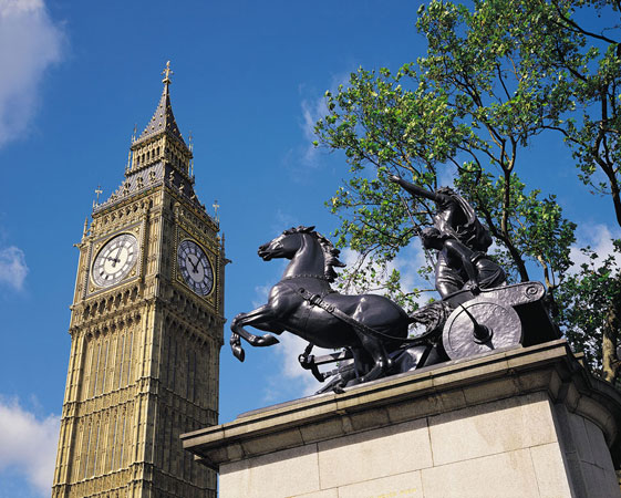 The London skyline with Big Ben.