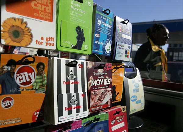 Gift cards are popular holiday gifts.