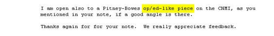 Nexis turns up no op-eds, but stay tuned.