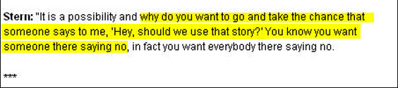 Stern takes the bait. It may rain; I'm your umbrella. Difficulty: 7.