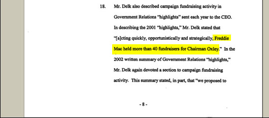 No, that isn't a typo. Freddie Mac threw fundraisers for Rep. Michael G. Oxley, R.-OH, on an almost-weekly basis. Oxley is chairman of the House committee that oversees Freddie Mac.