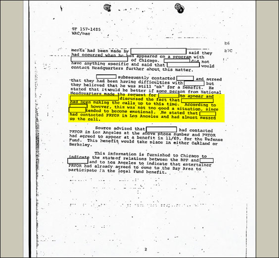 Apparently the Panthers' booking agent was a problem hire. Why did the FBI care? Maybe this person was an FBI informant.